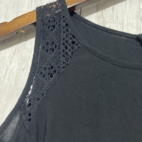 Forever 21 Black Skater Dress Embroidered Alt Goth Size Medium - Picture 3 of 8